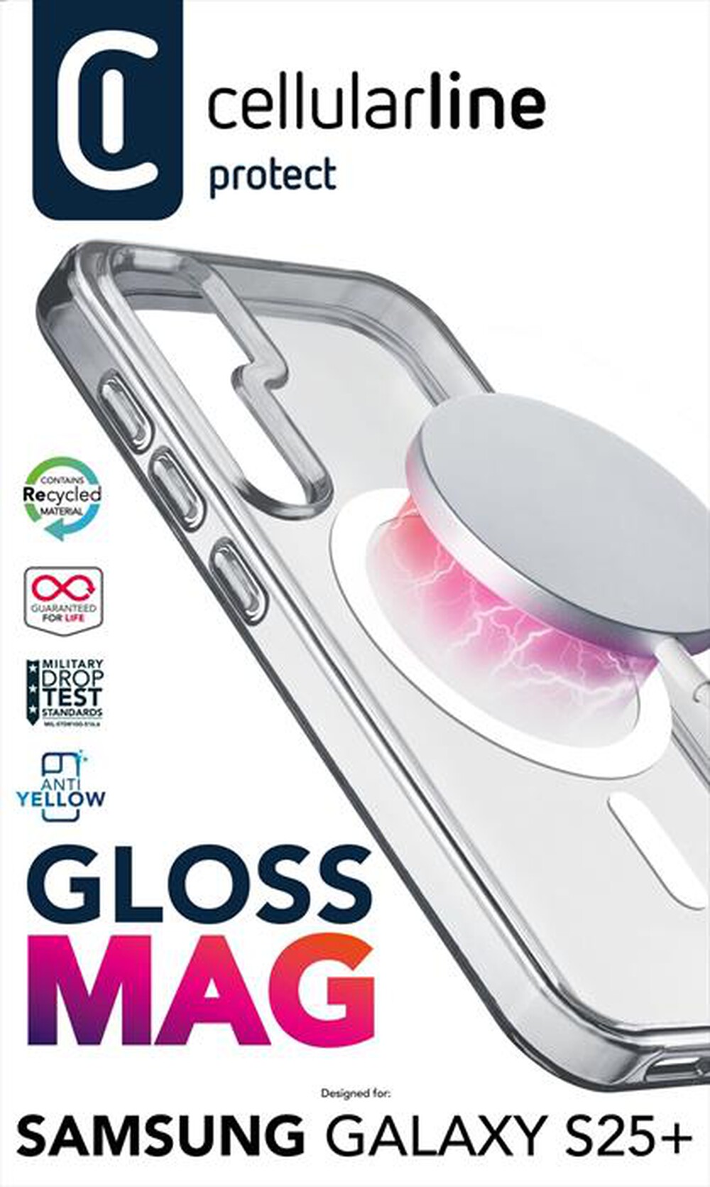 Immagine del prodotto CELLULARLINE - Custodia magnetica GLOSS MAG per Galaxy S25+-Trasparente