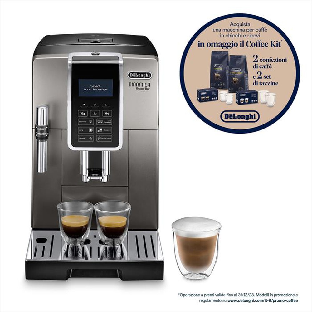 "DE LONGHI - Macchina da caffè Dinamica Aroma Bar ECAM359.37.TB-TITANIO E NERO"