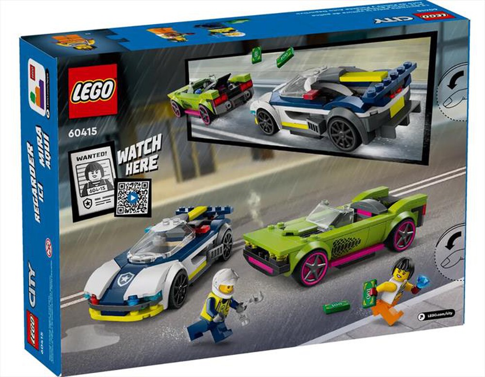 "LEGO - CITY Inseguimento della macchina da corsa - 60415-Multicolore"
