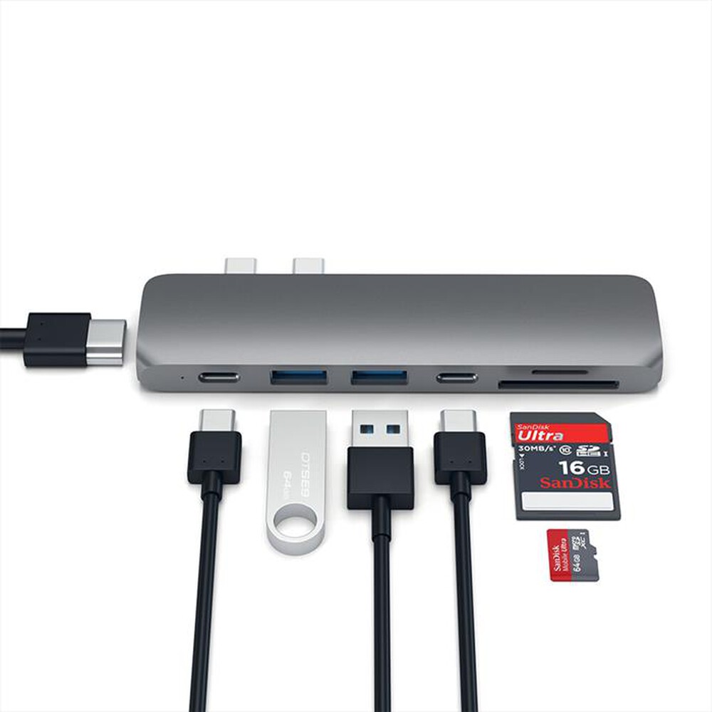 "SATECHI - PRO HUB USB-C CON 4K HDMI + USB-C + CARD READER-space grey"