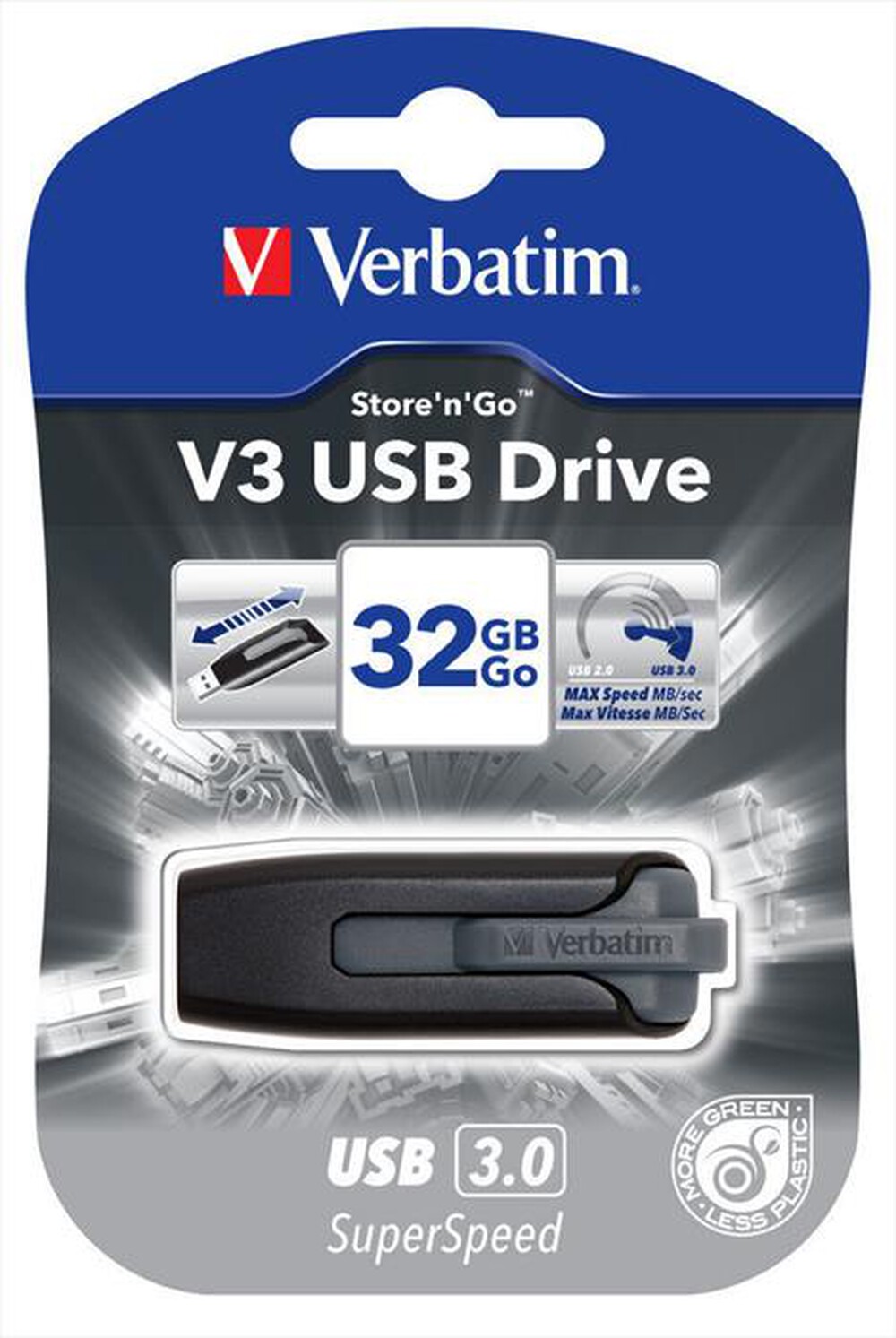 "VERBATIM - Memoria USB V3 64 GB-Nero"