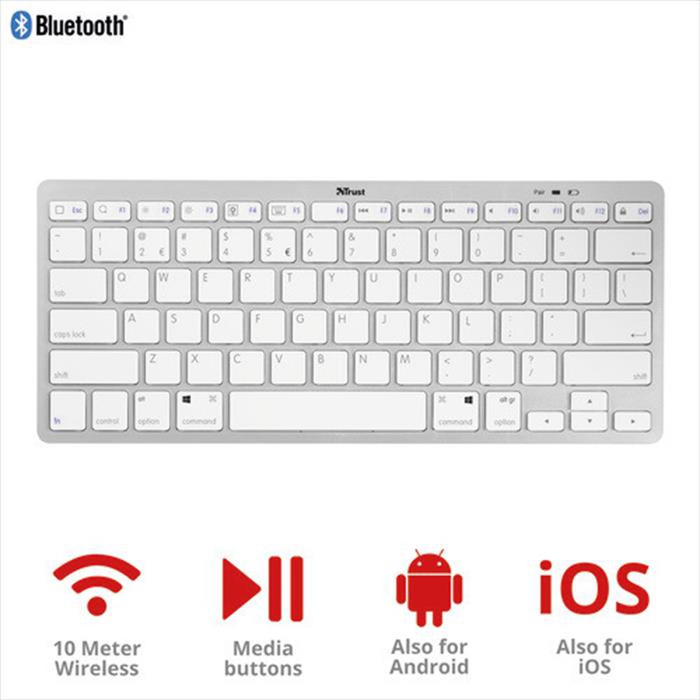 "TRUST - NADO WLS BT KEYB IT-Silver/White"