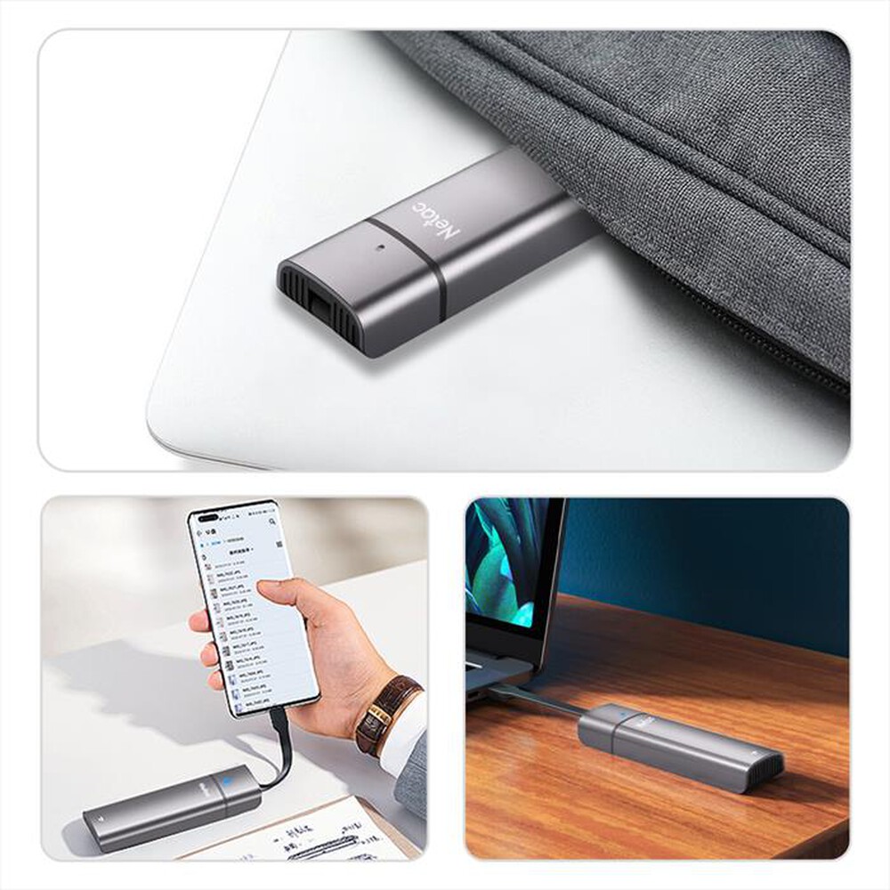 "NETAC - CABINET ENCLOSURE ALLUM.PER M.2 SATA CAVO USB C-ALUMINIO"