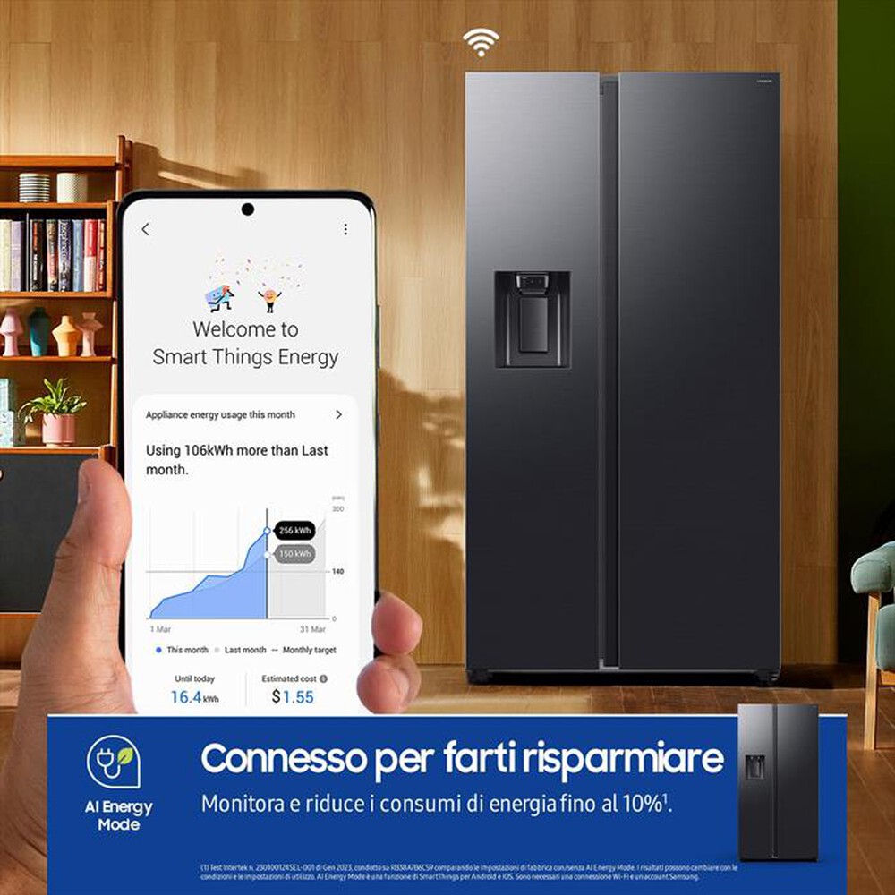"SAMSUNG - Frigorifero side by side RS70F64KEFEF Classe E-Antracite"