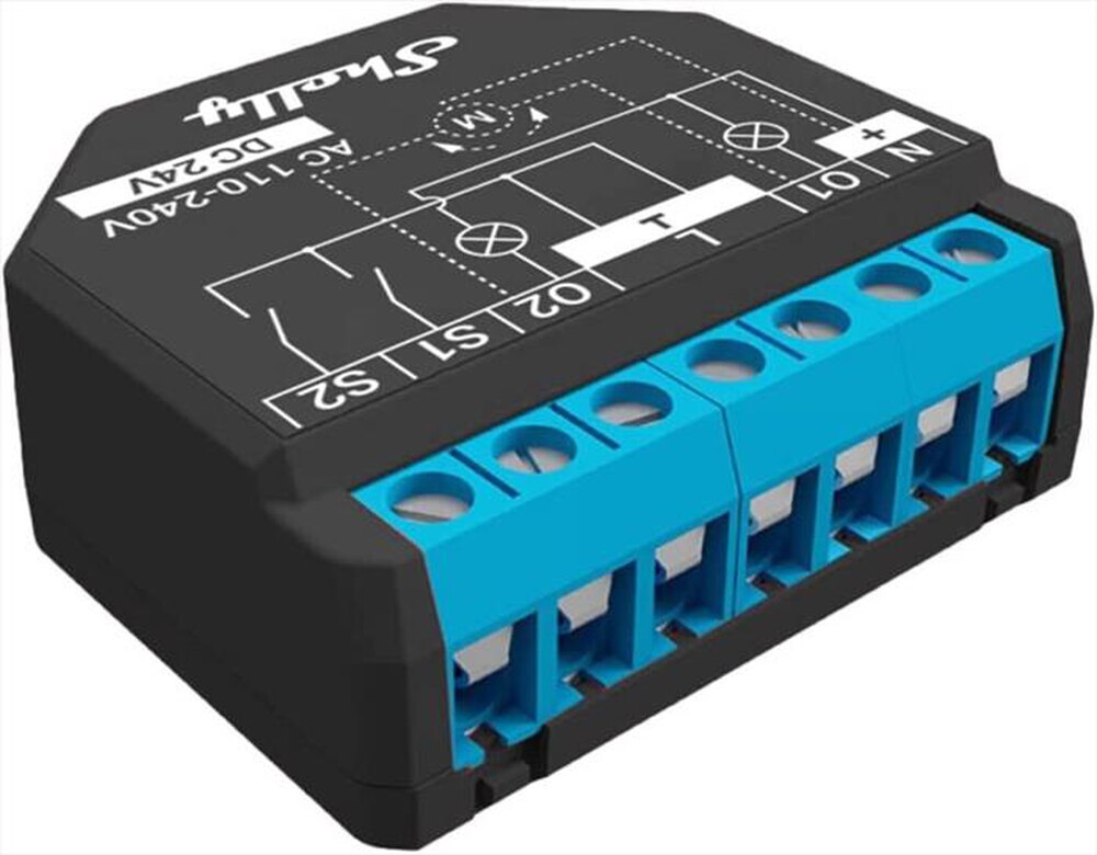 Immagine del prodotto SHELLY - Interruttore Relè Wi-Fi a 2 canali PLUS 2PM-BLACK
