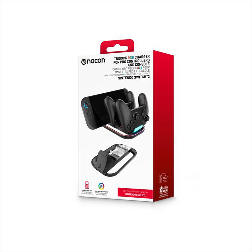 Immagine del prodotto NACON - RICARICA PER SWITCH 2 E 2 CONTROLLER PRO-Nero