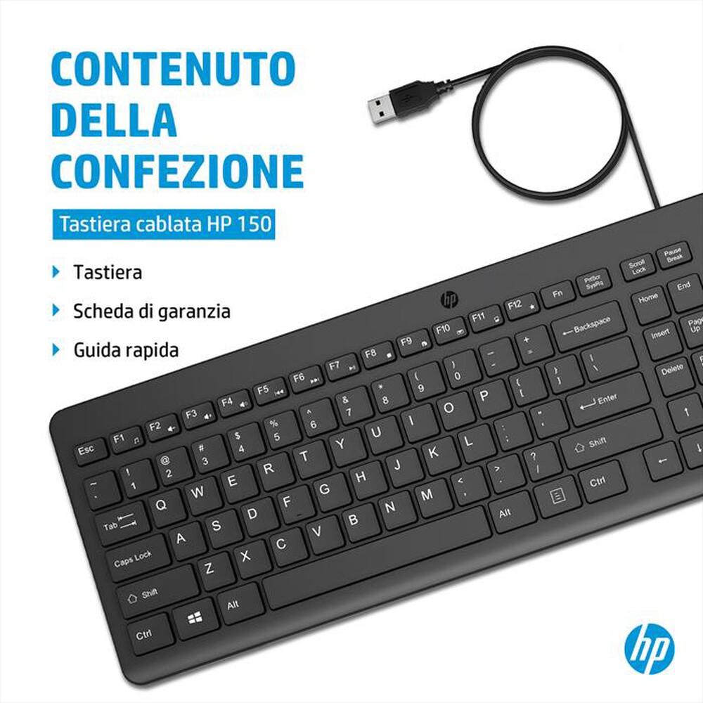 "HP - TASTIERA 150 CABLATA-Nero"