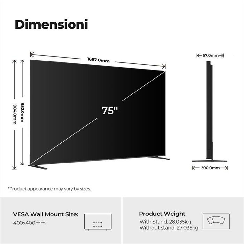 Immagine del prodotto HAIER - Smart TV QLED UHD 4K 75" H75M92FUX-Nero