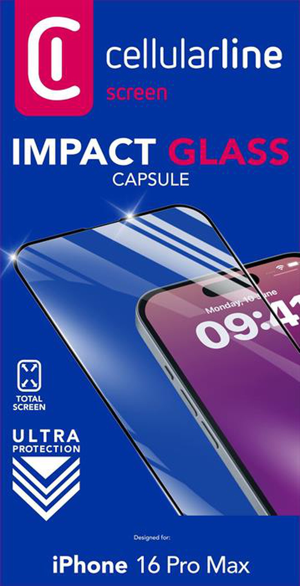 "CELLULARLINE - IMPACT GLASS CAPSULE - IPHONE 16 PRO MAX-Transparent"