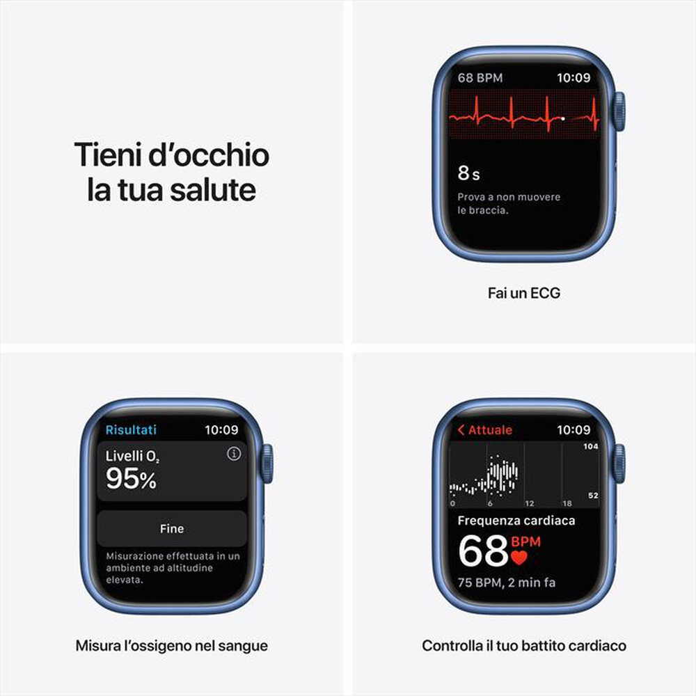 "APPLE - Watch Series 7 GPS 41mm Alluminio-Cinturino Sport Azzurro"