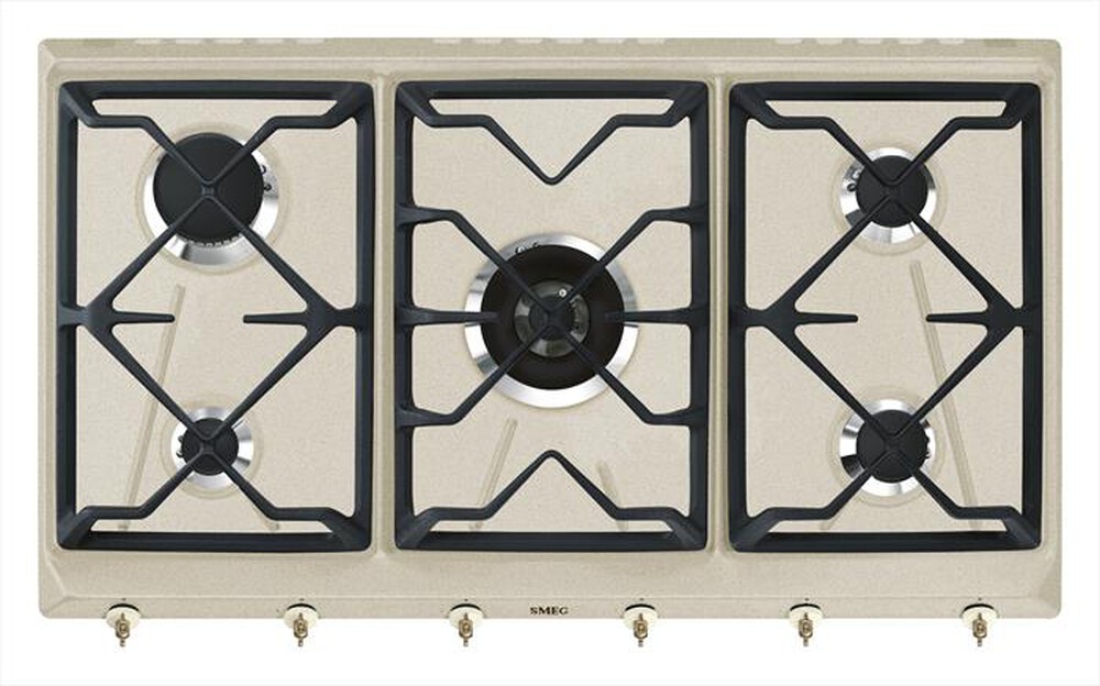 "SMEG - Piano cottura a gas SRV896AVOGH 5 fuochi 88,5cm-Avena"