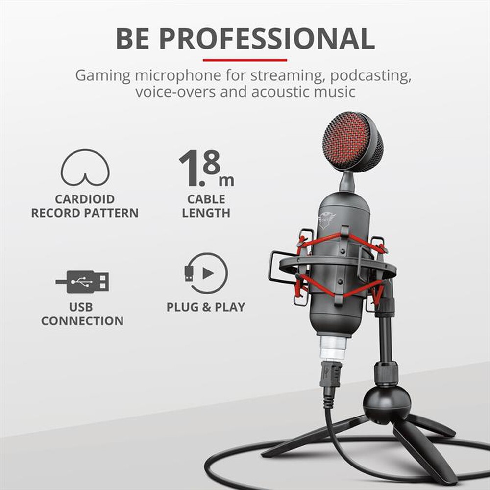"TRUST - GXT244 BUZZ STREAMING MICROPHONE-Black/Red"
