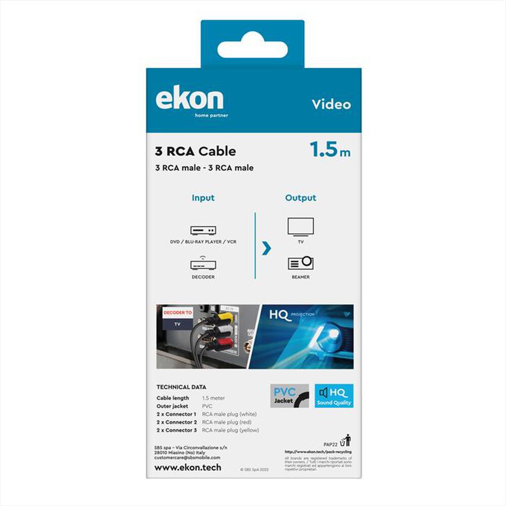 "SBS - ECV3RCA15MM"