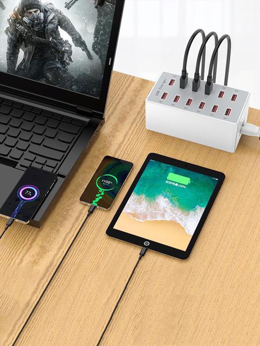 "MAJESTIC - Caricatore USB a 12 porte AUSB 12-NERO"
