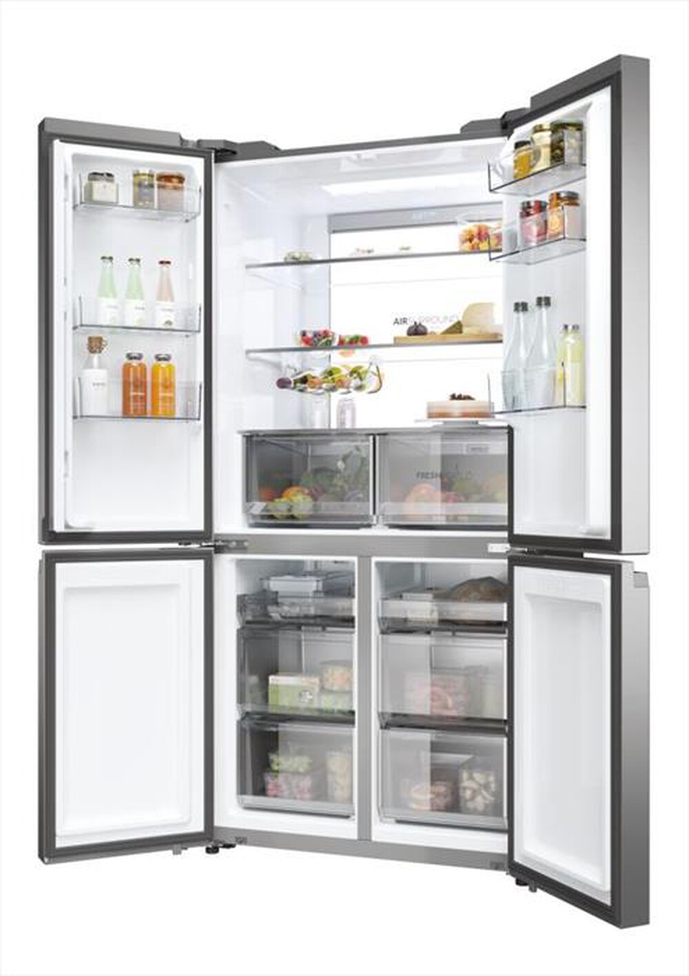 "HAIER - Frigorifero 4 porte HCR79F19ENMM Classe E 646 lt-Platino, Acciaio inossidabile"