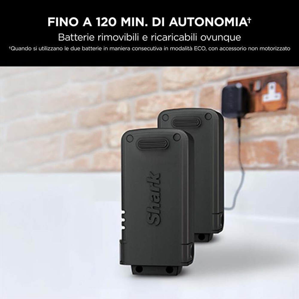 "SHARK - Aspirapolvere senza filo POWERFINS IZ320EUT-Nero e azzurro"