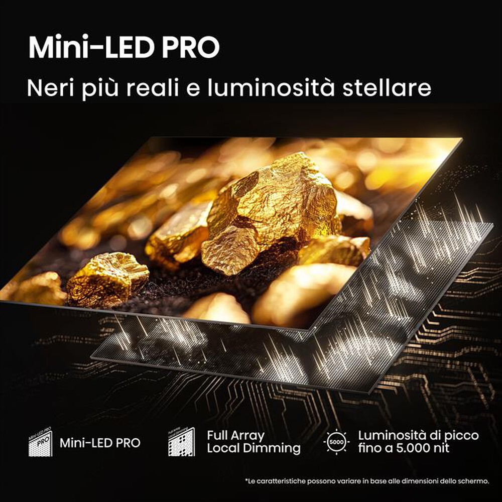 Immagine del prodotto HISENSE - Smart Tv Mini LED PRO 65" 4K Ultra HD 65U8Q 165Hz-Metallo - Grigio Carbone