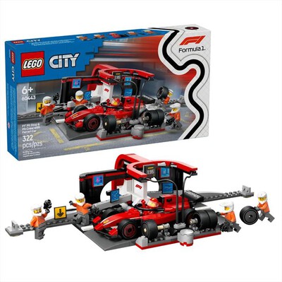 LEGO - CITY Pitstop e meccanici con monoposto Fer - 60443-Multicolore