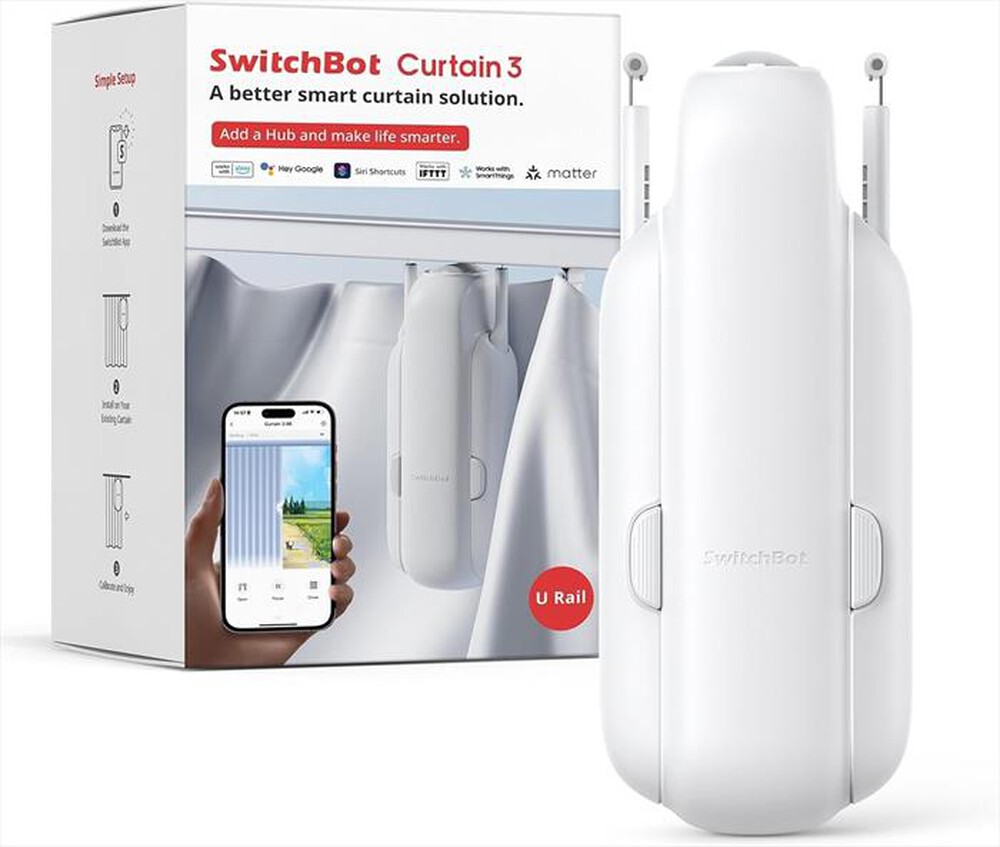 "SWITCHBOT - Smart motore elettrico per tende CURTAIN U RAIL 3-BIANCO"