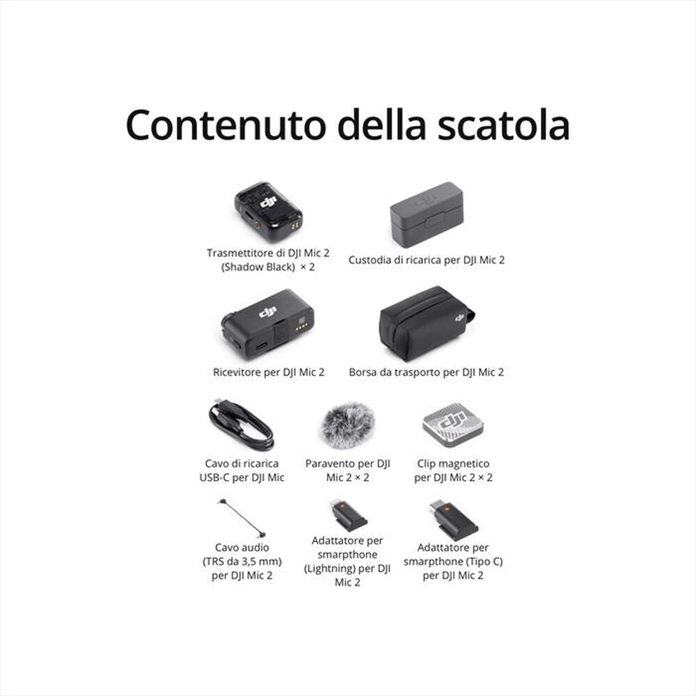 Immagine del prodotto DJI - MIC 2 (2 TX + 1 RX + CHARGING CASE)-Black