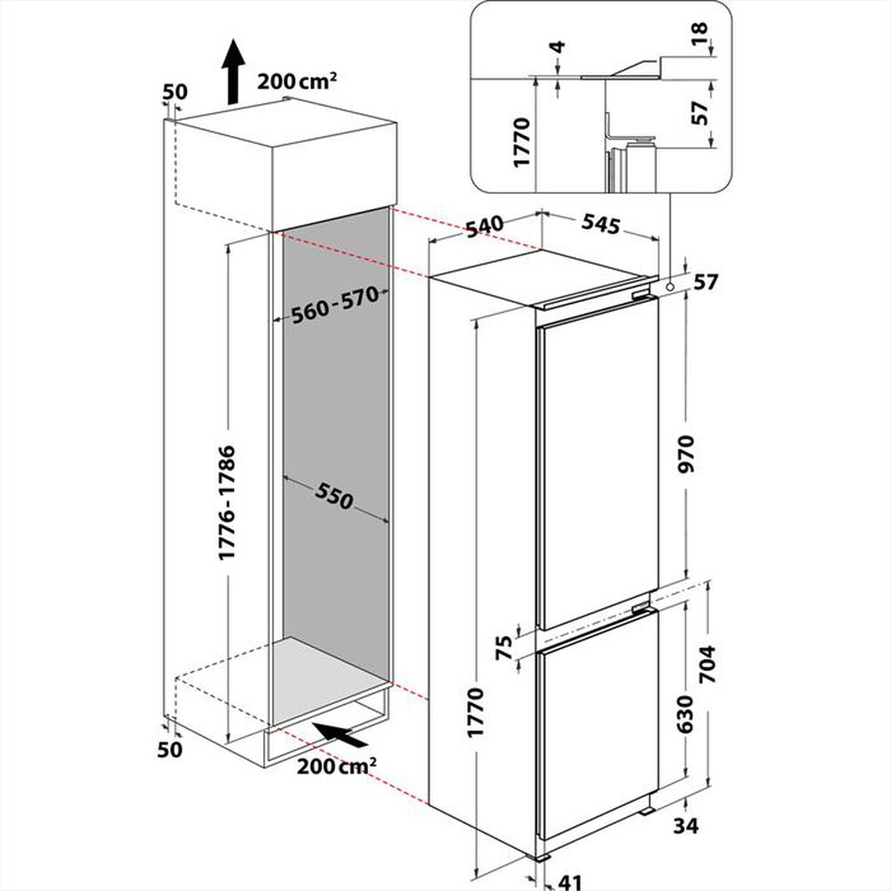 "INDESIT - Frigorifero incasso B 18 A1 D S/I 1 Classe F"
