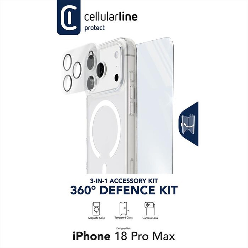 Immagine del prodotto CELLULARLINE - 361 DEFENCE KIT per iPhone 18 Pro Max-Trasparente