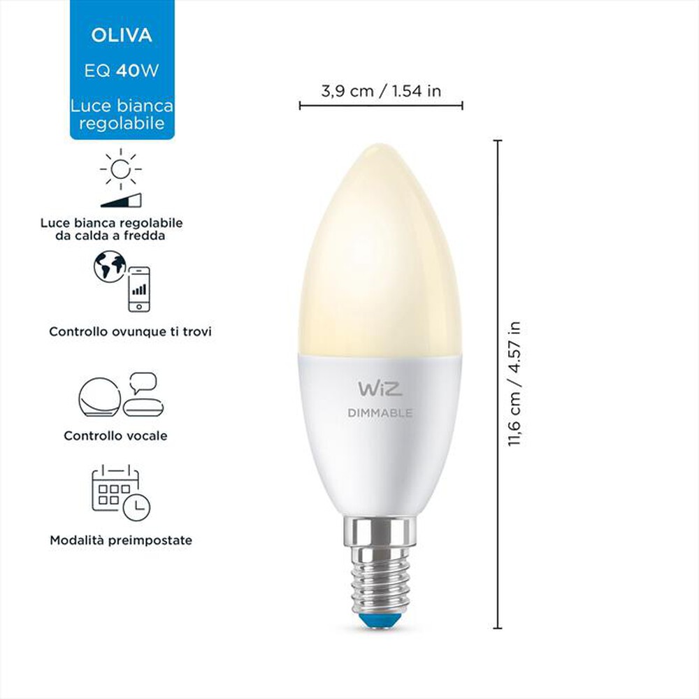 "WIZ - TW CANDELA SMERIGLIATA 40W E14-White"