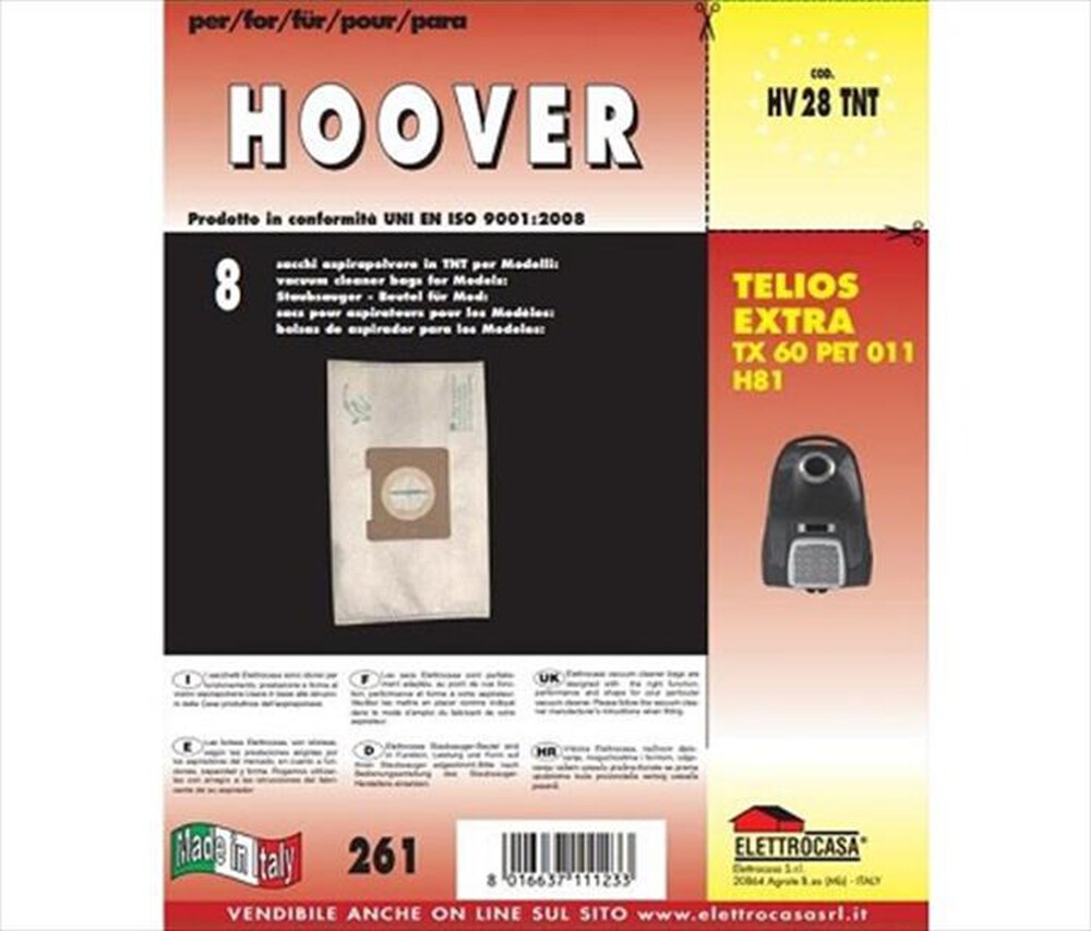 "ELETTROCASA - Sacchi aspirapolvere HV 29 TNT Hoover TX 60 PET011"