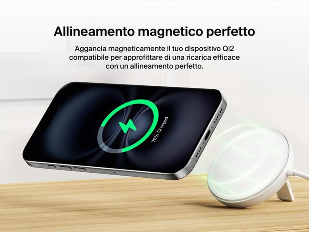 Immagine del prodotto BELKIN - TAPPETINO DI RICARICA WIRELESS MAGNETICA QI2 15W-Bianco