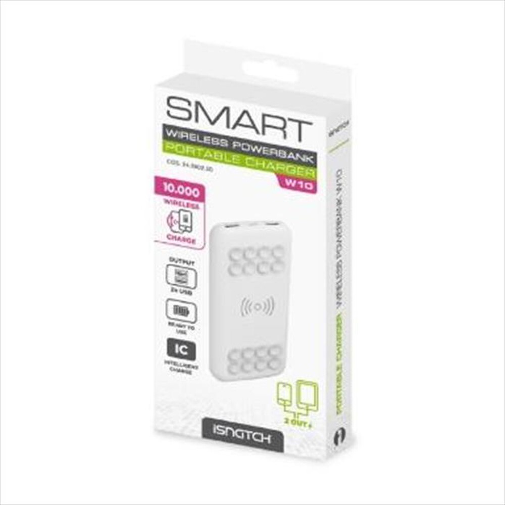 "ISNATCH - W10 - POWER BANK WIRELESS 10000MAH-Bianco"