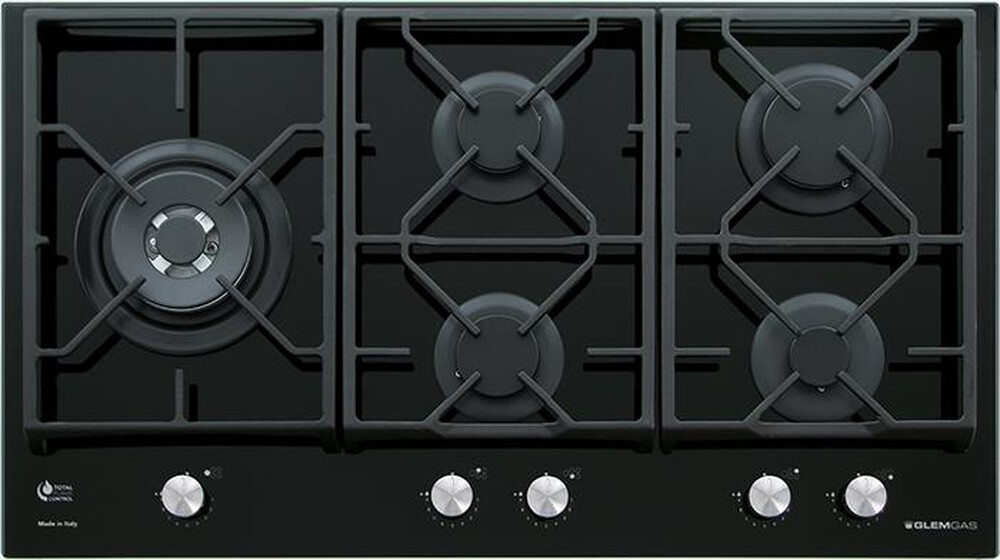 "GLEM GAS - Piano cottura a gas GV95TXBK 5 fuochi 90cm-Nero Lucido"