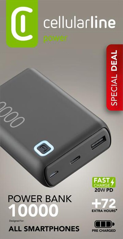 CELLULARLINE - Power Bank ESSENCE TURBO 10000-Nero