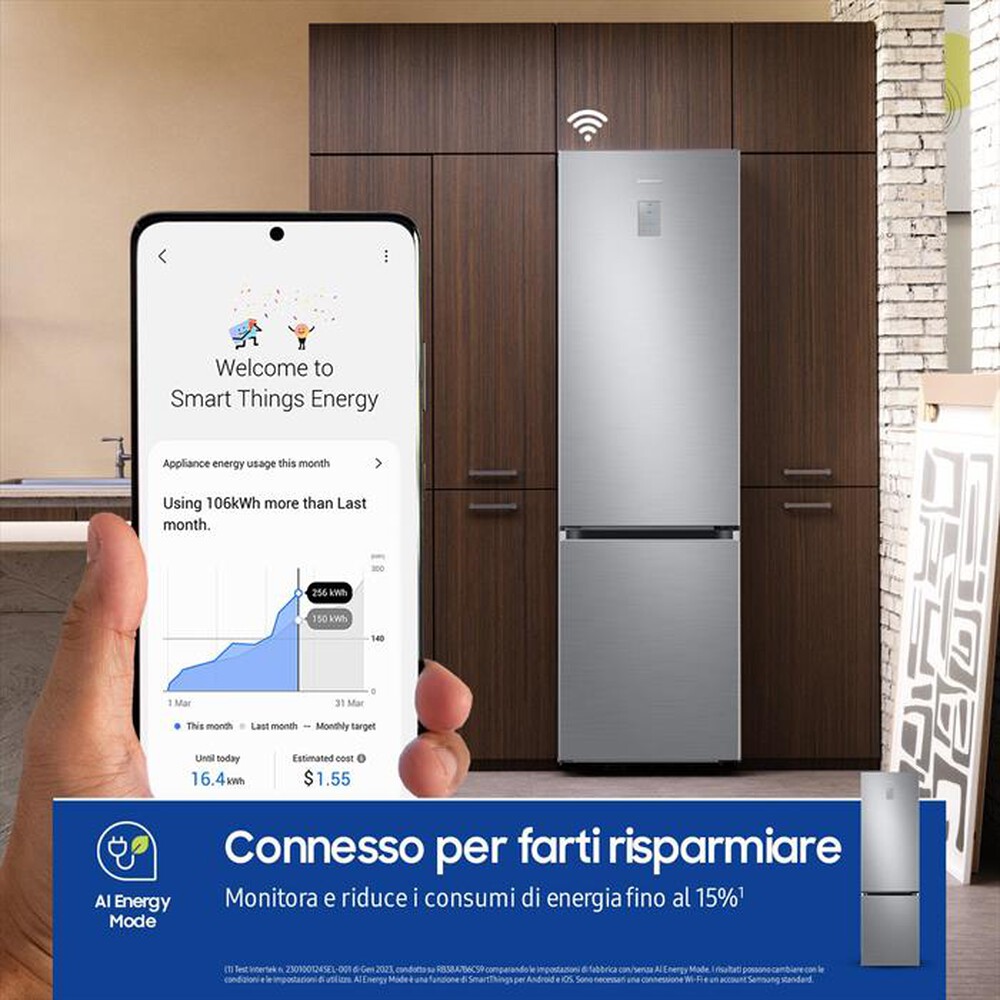 "SAMSUNG - Frigorifero combinato RB38C676CS9/EF ClasseC 390lt-METAL INOX"