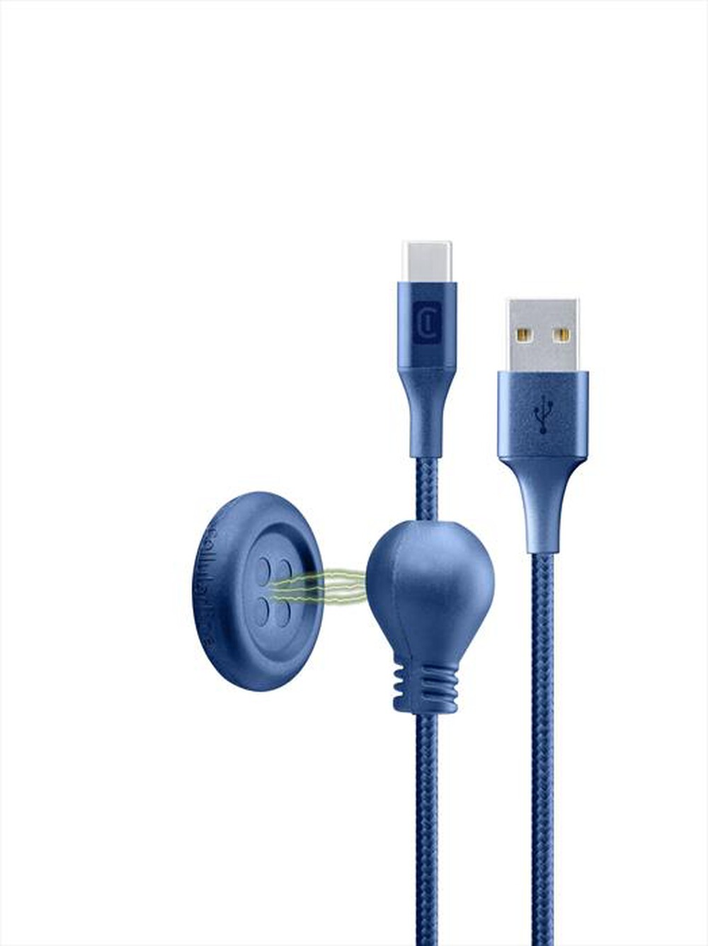 "CELLULARLINE - USBDATABUTTYC1MB Cavi Dati-USB da comodino-Blu"