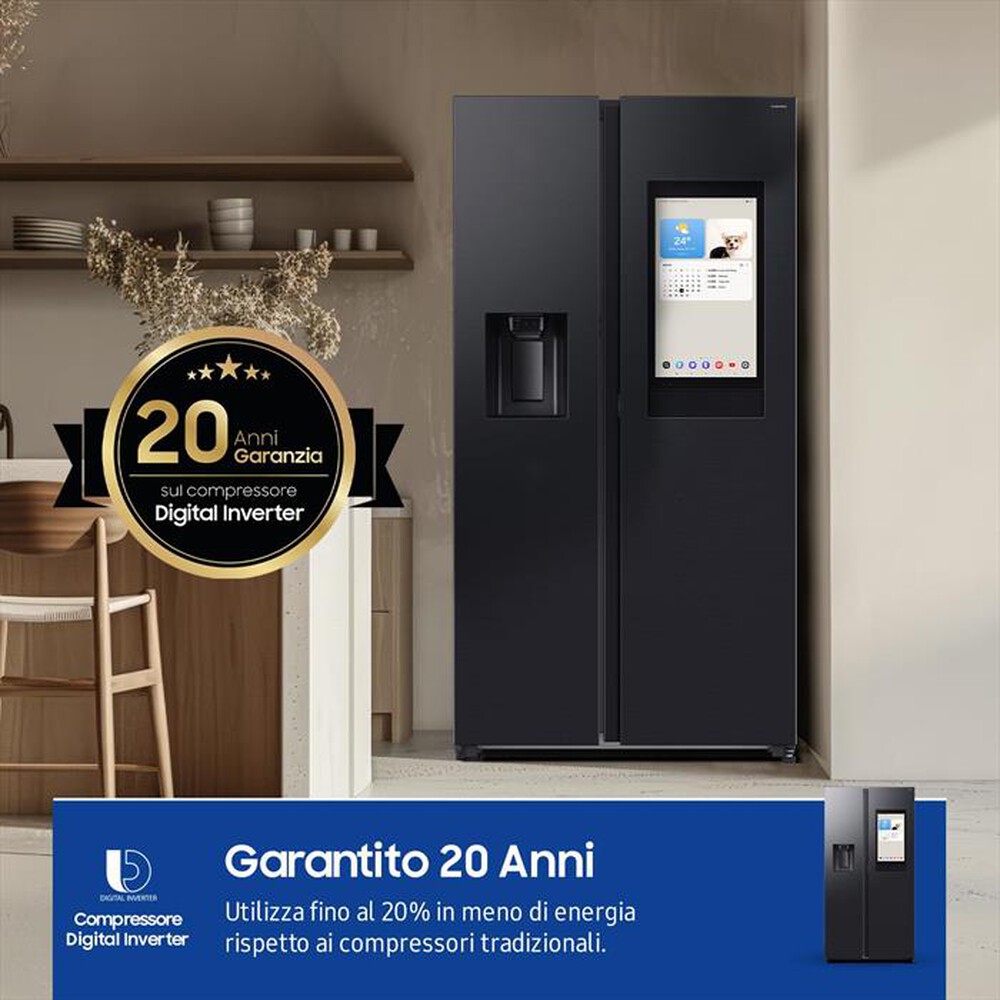 "SAMSUNG - Frigorifero side by side RS90F66BEFEF Classe E-Matte black"
