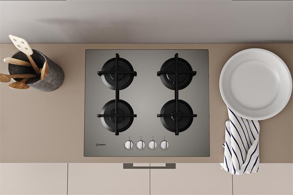 "INDESIT - Piano cottura a gas ING 61T/TD 4 fuochi 59cm-Tortora"