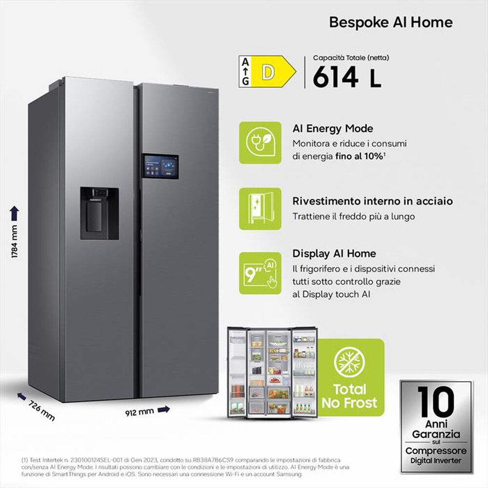 Immagine del prodotto SAMSUNG - Frigorifero side by side RS90F65EDTEF Classe D-Inox