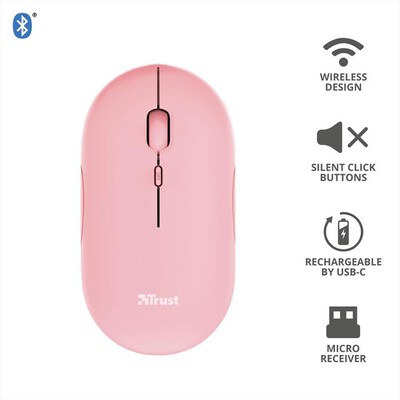 TRUST - PUCK WIRELESS MOUSE PINK-Pink