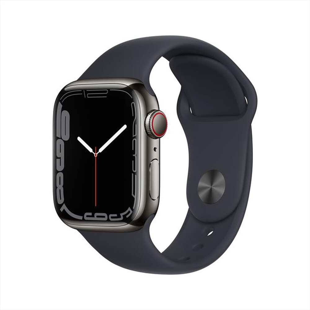 "APPLE - WATCH SERIES 7 GPS + CELLULAR 41MM IN ACCIAIO INOX-Grafite con Sport mezzanotte"