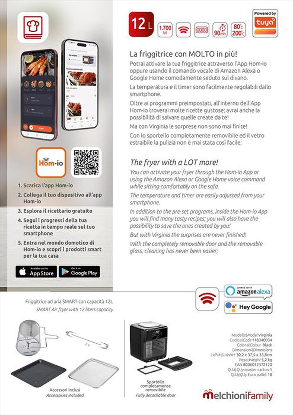 Immagine del prodotto MELCHIONI FAMILY - Friggitrice ad aria VIRGINIA-nero