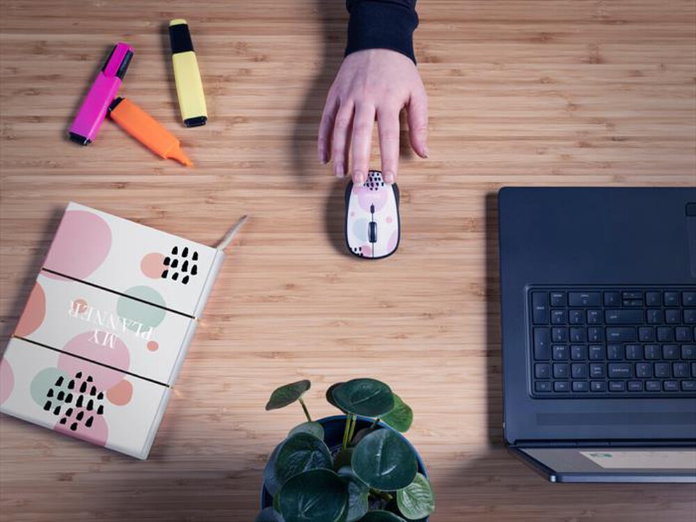 "TRUST - YVI WIRELESS MOUSE-pink circles"
