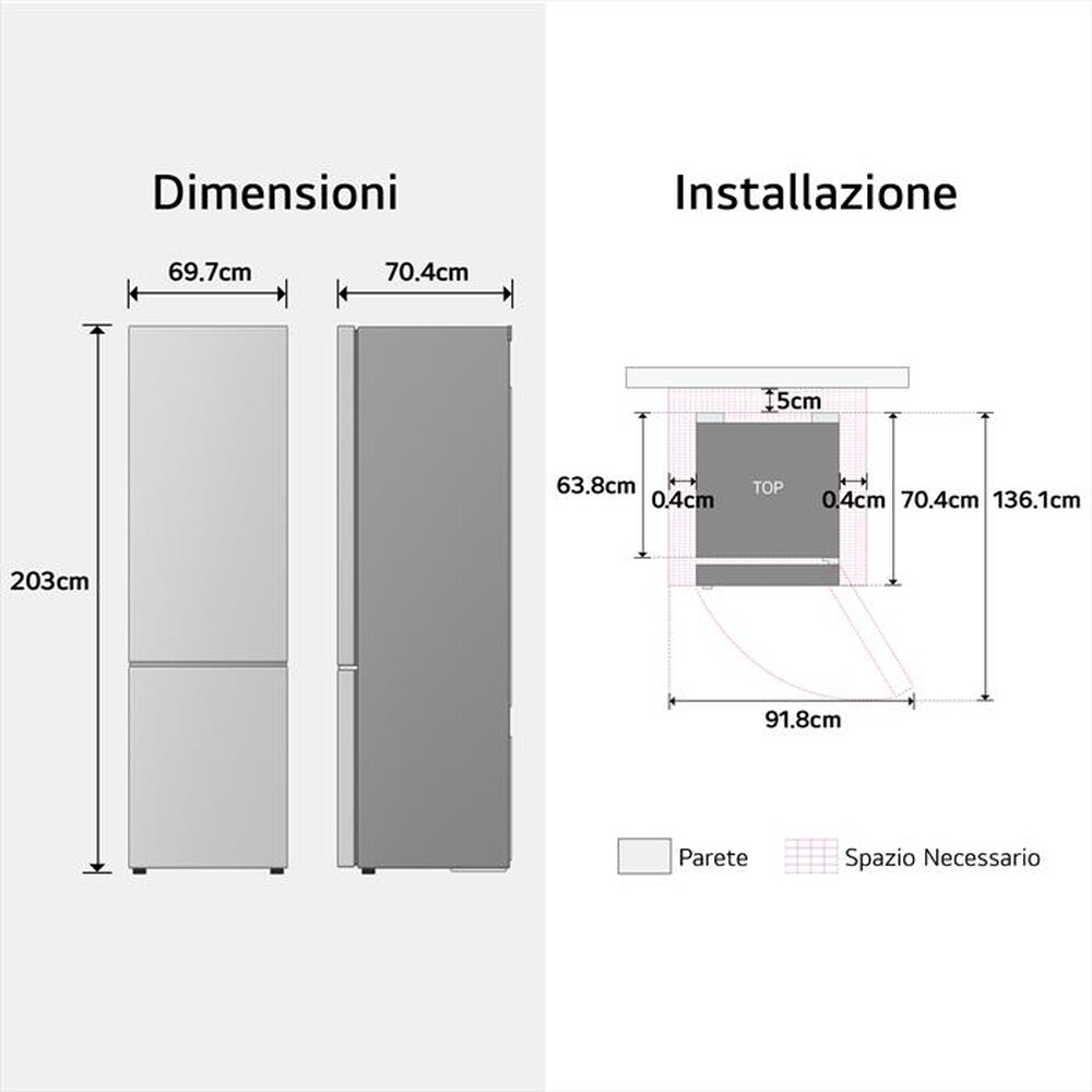 Immagine del prodotto LG - Frigorifero combinato GBBW726AEV Classe A 465lt-Nero