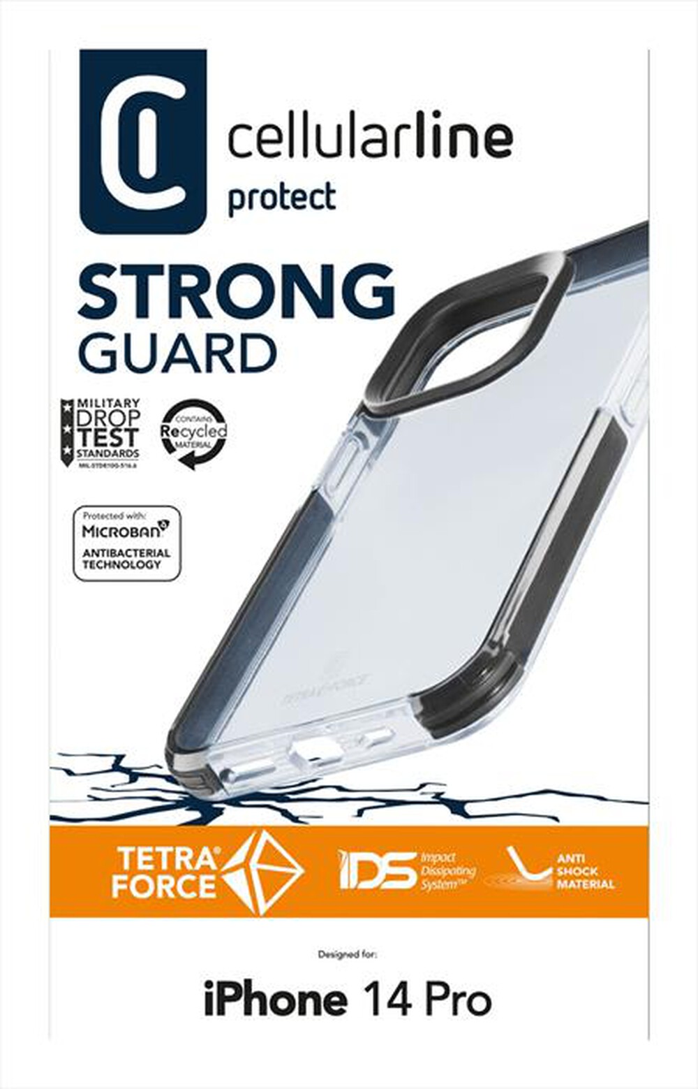 "CELLULARLINE - Custodia Back TETRACIPH14PROT iPhone 14 Pro-Nero"