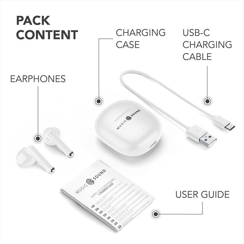 Immagine del prodotto MUSIC SOUND - Auricolare Bluetooth a capsula BREEZE-Bianco