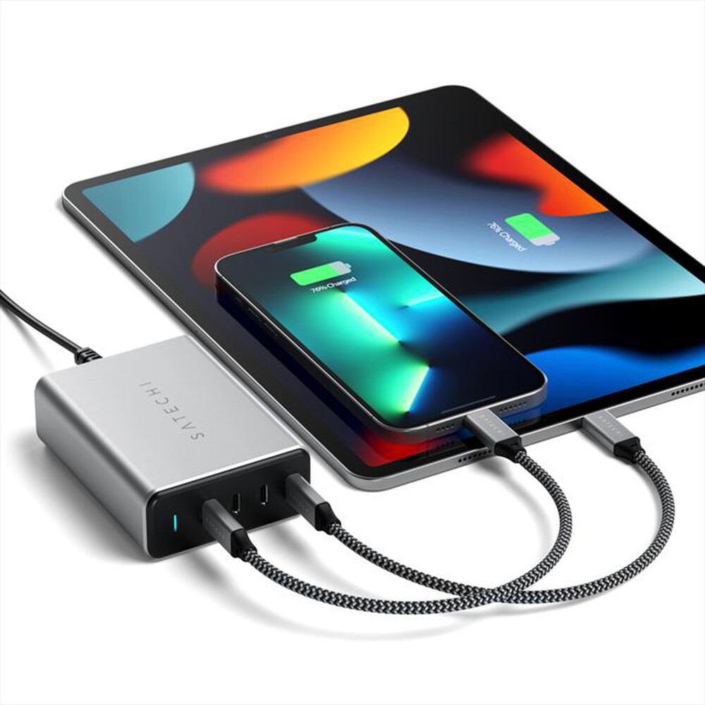 "SATECHI - CARICATORE GAN USB-C 165W 4 PORTE-grigio"