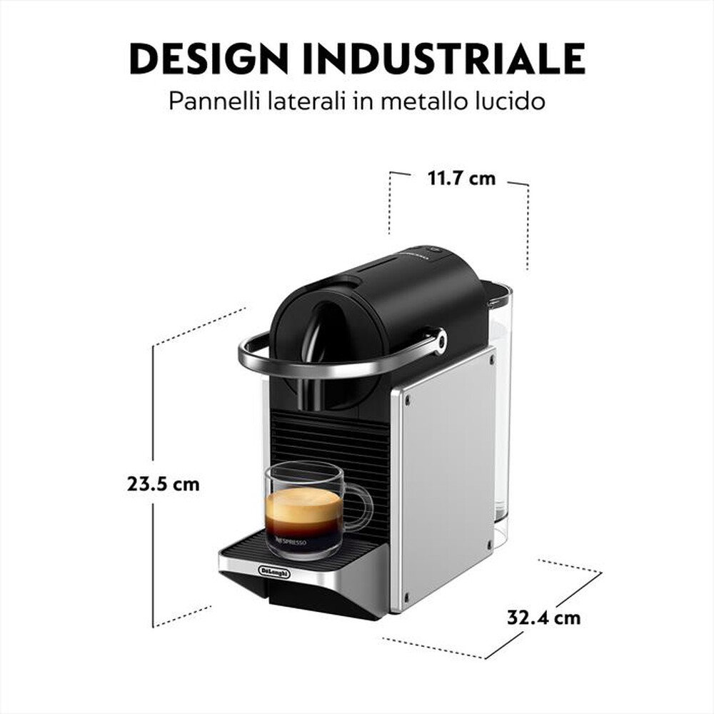 "DE LONGHI - Macchina da caffè Pixie EN127.S capsule Nespresso-silver"
