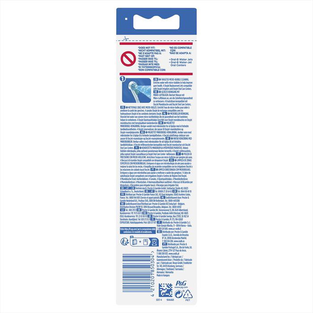 "ORAL-B - TESTINE DI RICAMBIO OXYJET 4 RICAMBI-Bianco"