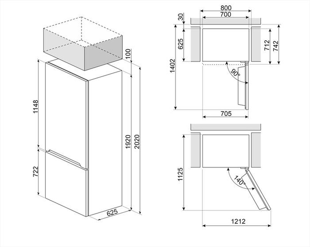 Immagine del prodotto SMEG - Frigorifero combinato FC48MDNE Classe E 481 lt-Marmorizzato