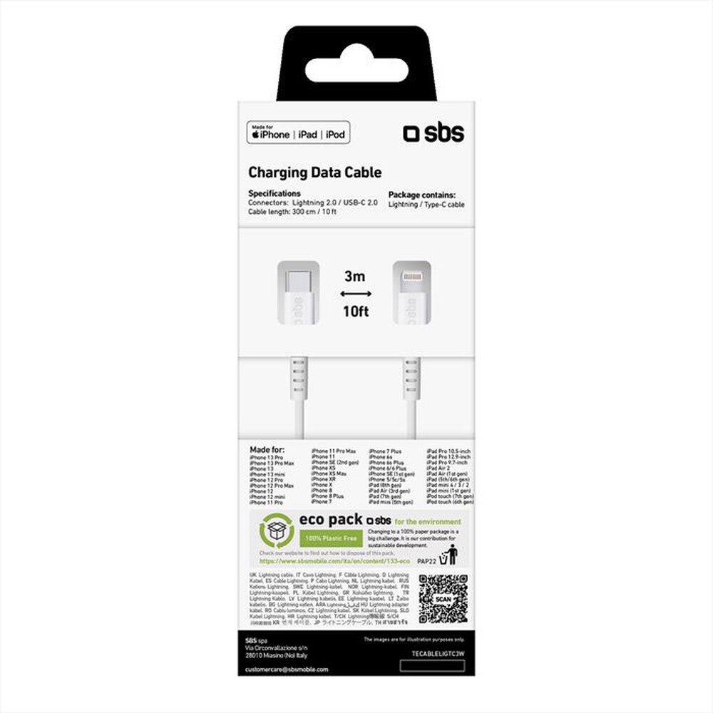 "SBS - Cavo Ligthning TECABLELIGTC3W-Bianco"