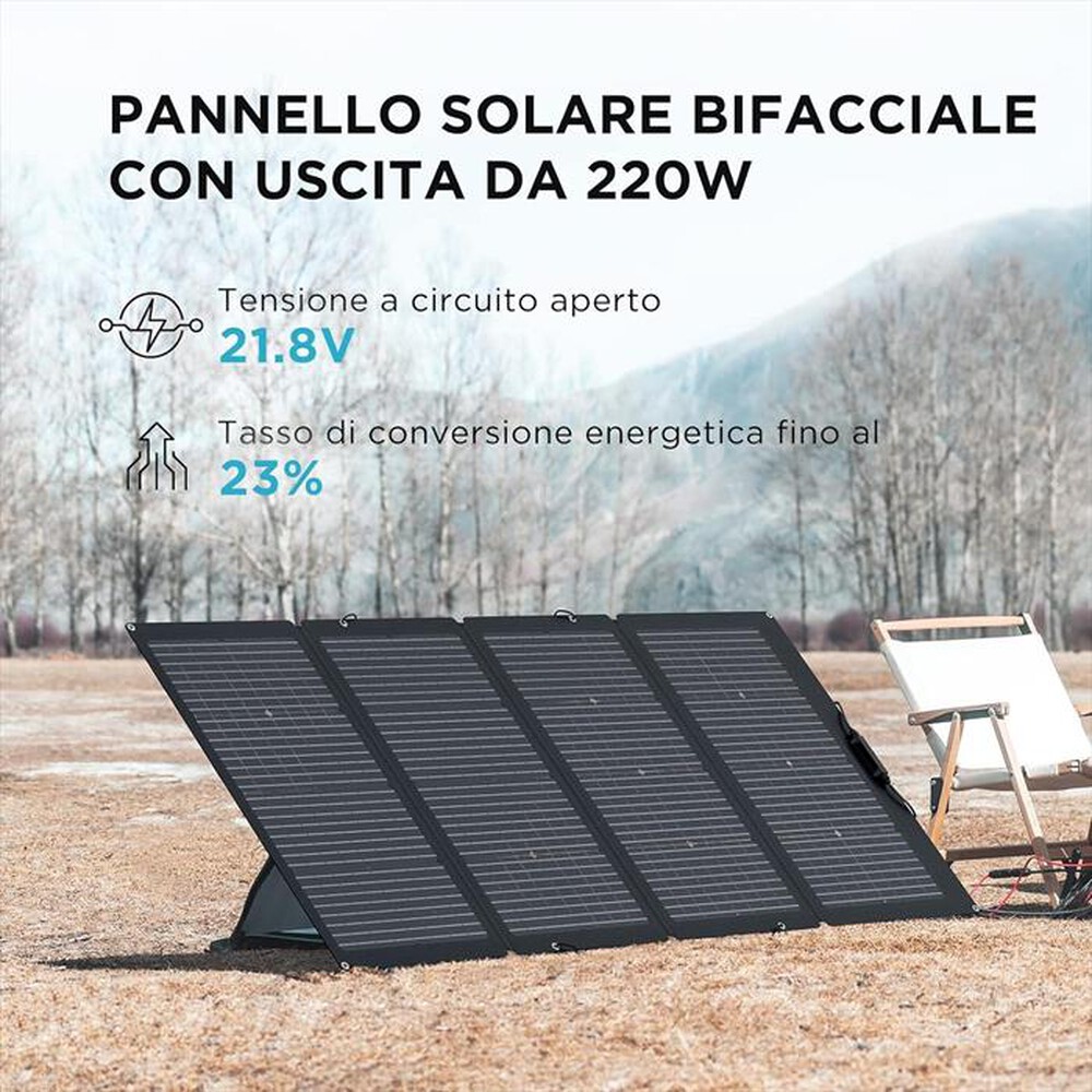 "ECOFLOW - Pannello solare portatile bifacciale 220W-nero"
